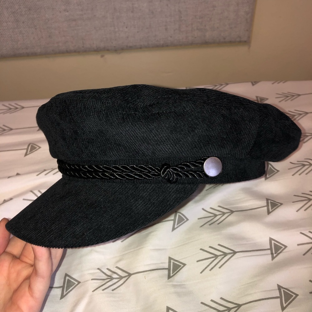 Black Corduroy Baker Boy Cap 100% Cotton